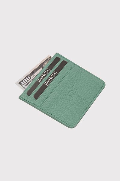 Garbalia Cape Genuine Leather Classic Thin Unisex Mint Green Card Holder