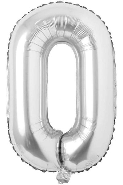 Paparti 0 Number Silver 16 Inch 36 cm Foil Number Balloon Party Celebration Birthday Balloon