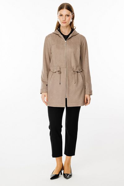 Ekol Mink Hooded Chamois Trench Coat 8907 - Women's Large Size