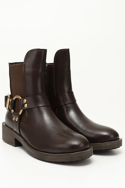 GÖNDERİ(R) Women / Girls Brown Zippered Thick Heeled Biker Boots