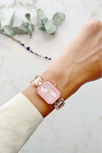 OQQO Aosta Pink Stone Women's Wristwatch