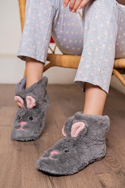 Fogs Kadın Ev Pandufu Kadın Ev Botu Ses Yapmaz Taban Kışlık Ev Terliği Peluş Terlik