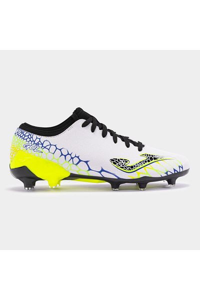 Joma Men's White-Sax-Green Football Boots - Gol 2402 White Royal Green Firm Ground
