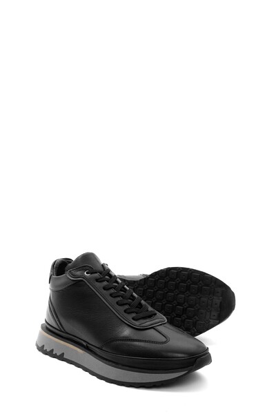 TUGERDİ Μαύρο Γνήσιο Δέρμα - Κλασικές Ανδρικές Μπότες με Φερμουάρ, Επένδυση από Γούνα TG09855191313476