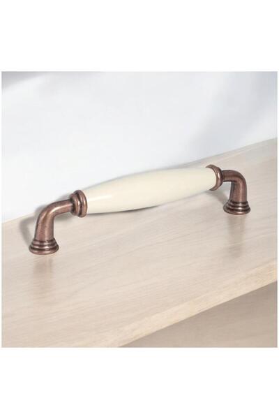 Porcellana Perla Porselen Kulp Dolap Çekmece Mobilya Mutfak Kulbu Yakut 128mm- Krem-bakır-stk0616
