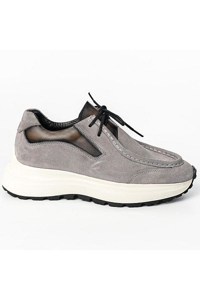 TETRİ Juno Model Genuine Leather Handmade Men's Gray Casual Shoes