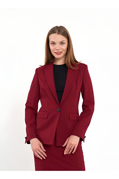 Blue Black Bordo Kadın Ofis Ceketi, regular kalıp, astarlı, ofis şıklığında, ...