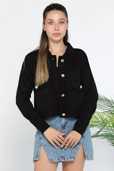 GÜLSELİ Black Women's Knitwear Jacket Cardigan