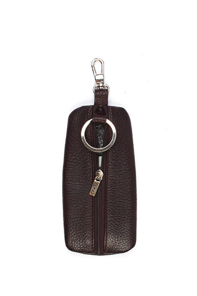 Aka Deri 009 Model Genuine Leather Keychain - Brown