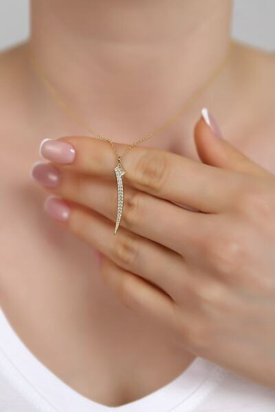 SARIASLAN 925 Ayar Gümüş Elif Harfli Gümüş Kolye 14 Ayar Altın Suyu