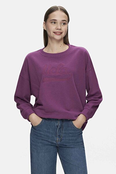 UCLA Barbara Purple Crew Neck Embroidered Oversize Women's Sweatshirt