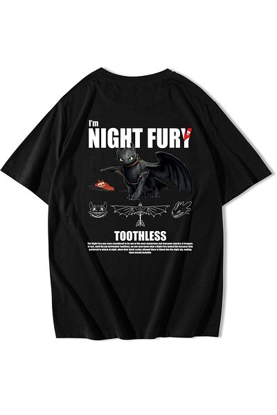 BRZ COLLECTION Tricou unisex supradimensionat Cum să-ți antrenezi Dragonul Night Fury