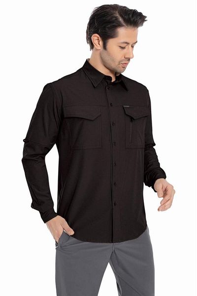 Crozwise Men's Outdoor Shirt Black Outdoor Ripstop Shirt