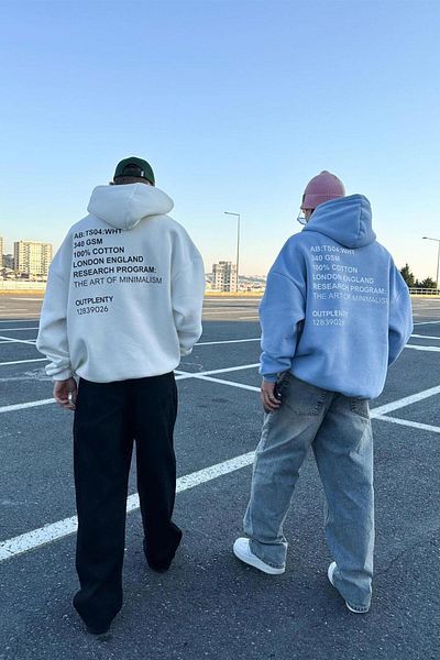 HAFKAGİYİM ΛΕΥΚΟ Πολύ HAFKA PREMIUM 3 νήματα υψωμένο φούτερ Oversize
