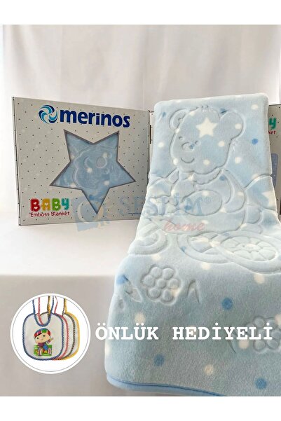 Merinos Embos Mavi Bebek Battaniyesi