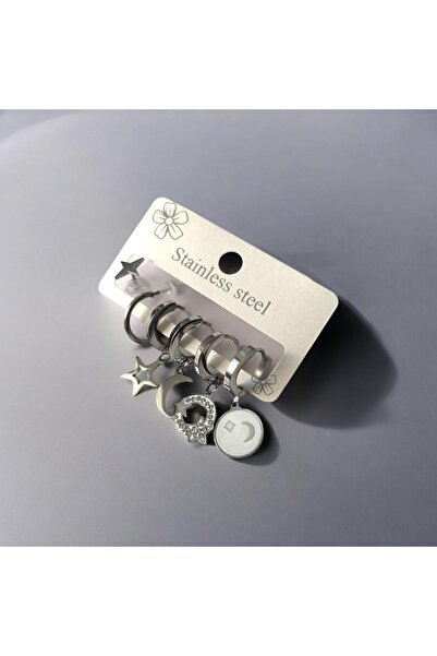 HAKA DESİNG Çelik Çoklu Figür Kadın Küpe Seti Modern Şık Tasarım Hediyelik Küpe Set