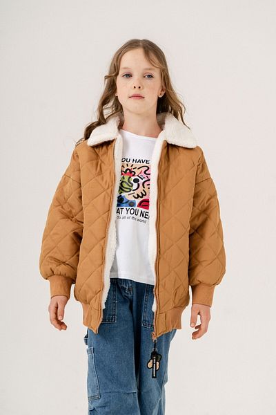 GİYİCEM Girl's Inside? Furry Cap Tone Puffer Coat
