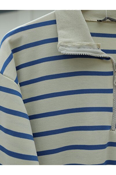 Modamorfo Туніка з індиговими смужками - напівстійкий комір і застібка-блискавка