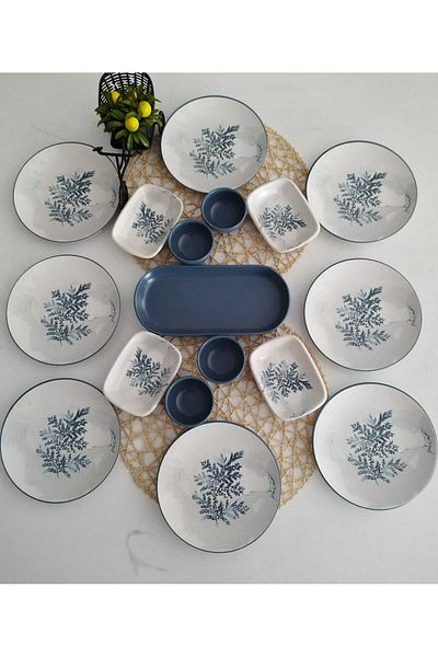 Keramika Blue Lavender 8 Person Set Breakfast