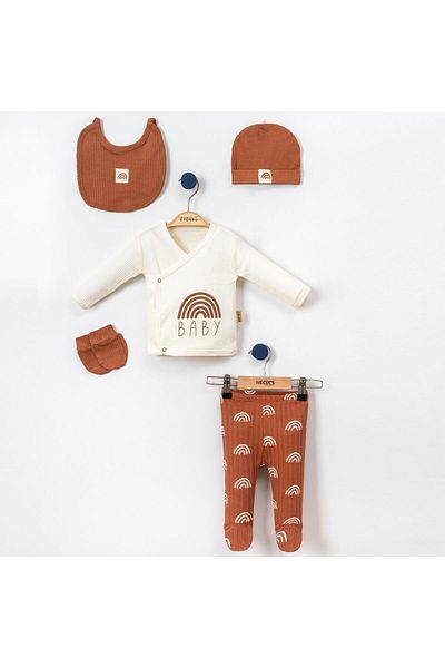 Necix's Rainbow Printed Hospital Discharge Set for Baby Boy - Double Breasted Collar