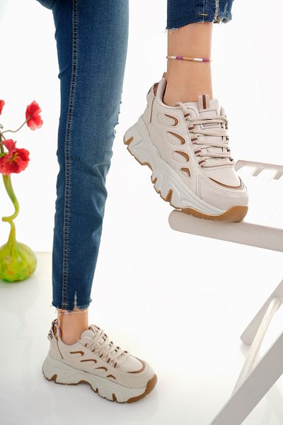 MORENİCA Tenis de damă bej maro - Detaliat