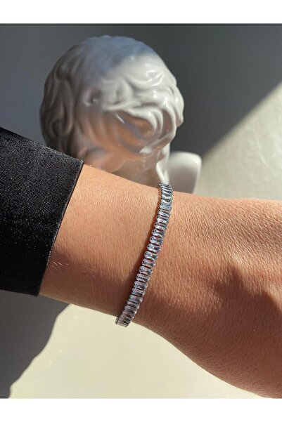 Opia JEWELRY Silver Stone Steel Baguette Bracelet