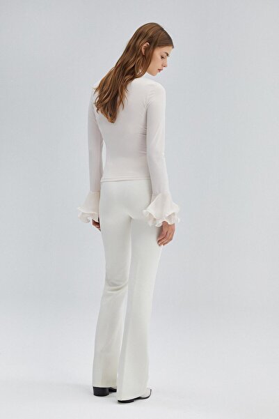 Touché Privé Pletený Bluz s šifonovým rukávem