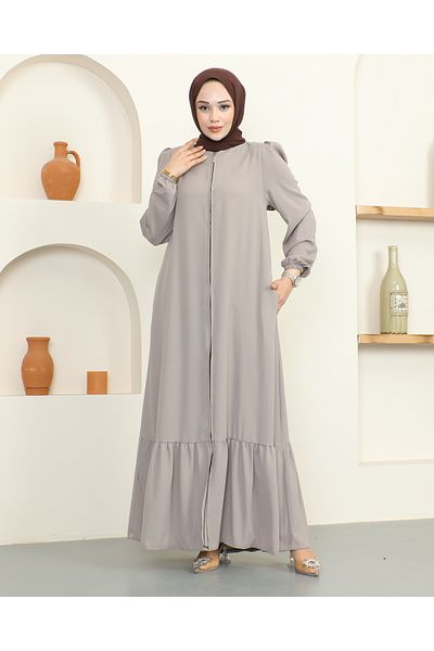 Neva Style Beige Hijab Ferace - Crepe Fabric / F0134