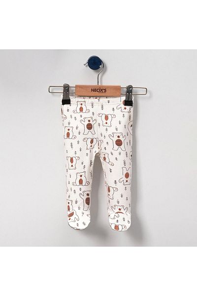 Lolons Single Bottom with Teddy Bear and Tree Printed Booties for Baby Boy