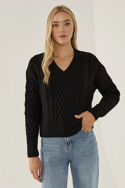 Hiccup Pulover tricotat din tricot de păr cu decolteu în V