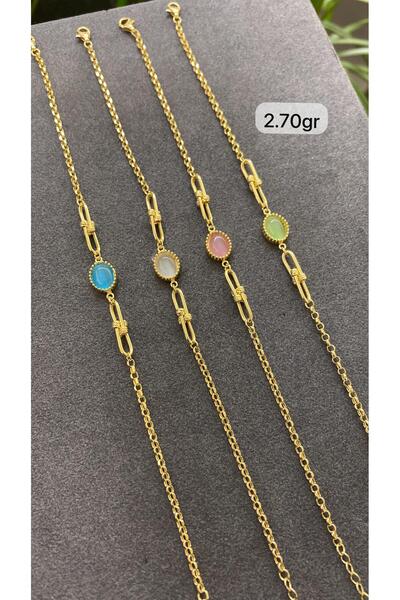 Çgk Çiğdem Gürel Kuyumculuk Opal Taşlı Doç Zincirli Altın Bileklik