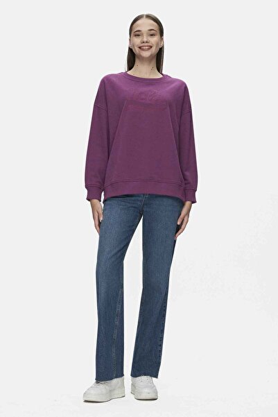 UCLA Barbara Purple Crew Neck Embroidered Oversize Women's Sweatshirt