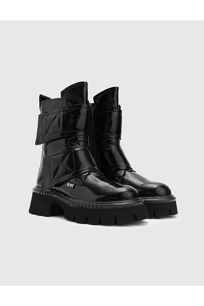 İLVİ Celso Genuine Patent Leather Women's Black Boots