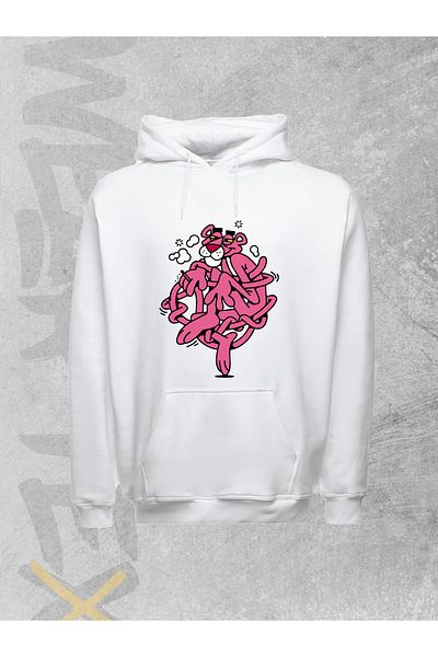 WEARTEX Unisex Pink Panther Printed Hooded Sweatshirt