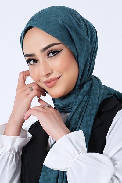 HAREM SCARF ΣΜΑΡΑΓΔΙΚΟ Χαρέμι ​​Σκαντζόχοιρος Eslem Jacquard Σάλι