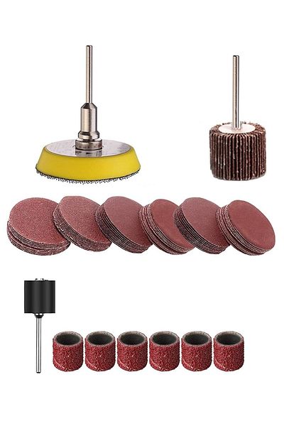 Depolife Mop Velcro Base Flap Disc Roller Sanding Set 70 Piece Set For Mini Engraving Machines