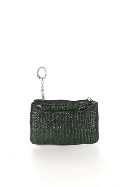 Aka Deri Green Patent Leather Wallet - Aka 042 Genuine Keychain