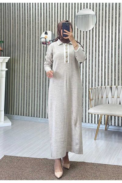 Moda Krash Rochie tricotată cu guler cămașă