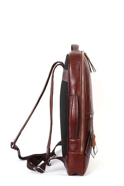 Aka Deri 908 Model Unisex Genuine Leather Water Resistant Backpack - Multi-Compartment Taba