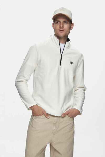 UCLA Ανδρικό φούτερ Gremıo Beige Fleece Stand-up γιακά με κέντημα Standard Fit