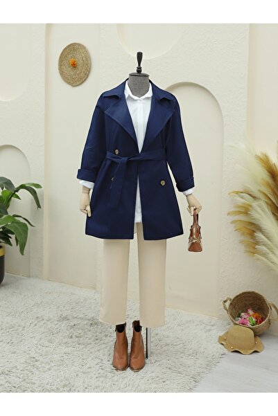 Modamorfo Bolero Detaylı Düğmeli Ara Boy Trençkot -laci
