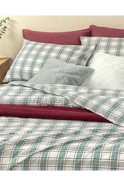 English Home Σετ Παπλωματοθήκη Super King με πράσινο Cozy ριγέ