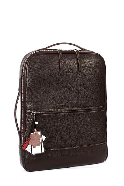 Aka Deri 908 Model Unisex Genuine Leather Backpack - Water Resistant, Multi-Compartment, Dark Brown