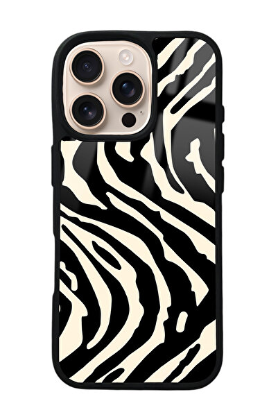Spoyi iPhone 16 Pro Zebra Tasarımlı Glossy Telefon Kılıfı