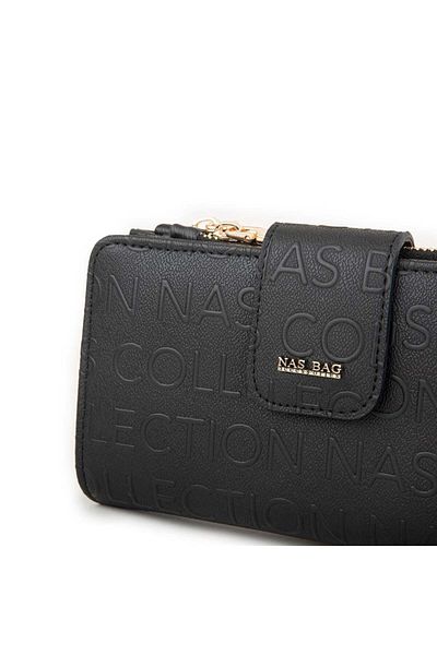Nas Bag Women's Horizontal Wallet Black Embossed