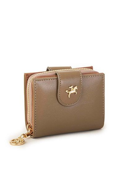 Nas Bag Women's Double Flap Mini Wallet Green Tan Nero