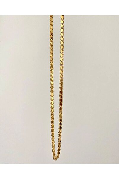 duygubasdagjewelry 14 Ayar Altın Kaplama Arpa Zincir , Halep Zinciri 60 Cm Kolye