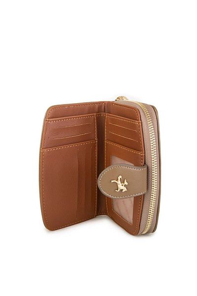 Nas Bag Дамски портфейл с множество отделения за карти, цвят норка, черен