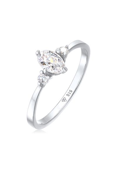 ELLI Inel Inel De Logodna Dama Oval Cu Cristale Zirconiu Argint Sterling 925
