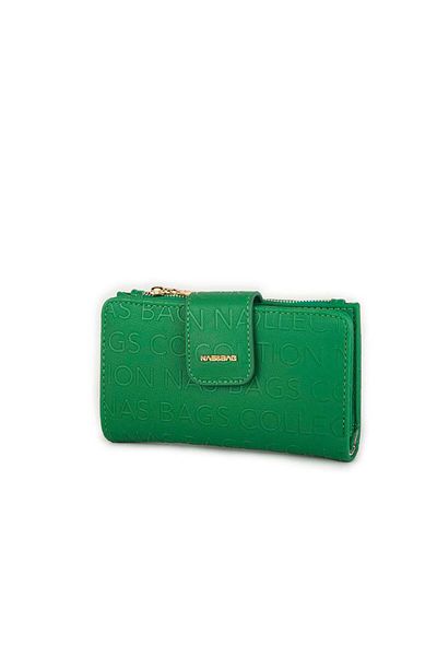Nas Bag Women's Horizontal Wallet Grass Green Embossed
